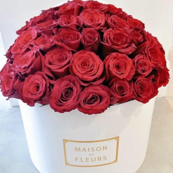 Red roses in Maison box 