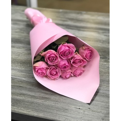 Купить на заказ Букет из 9 розовых роз с доставкой в Алматы